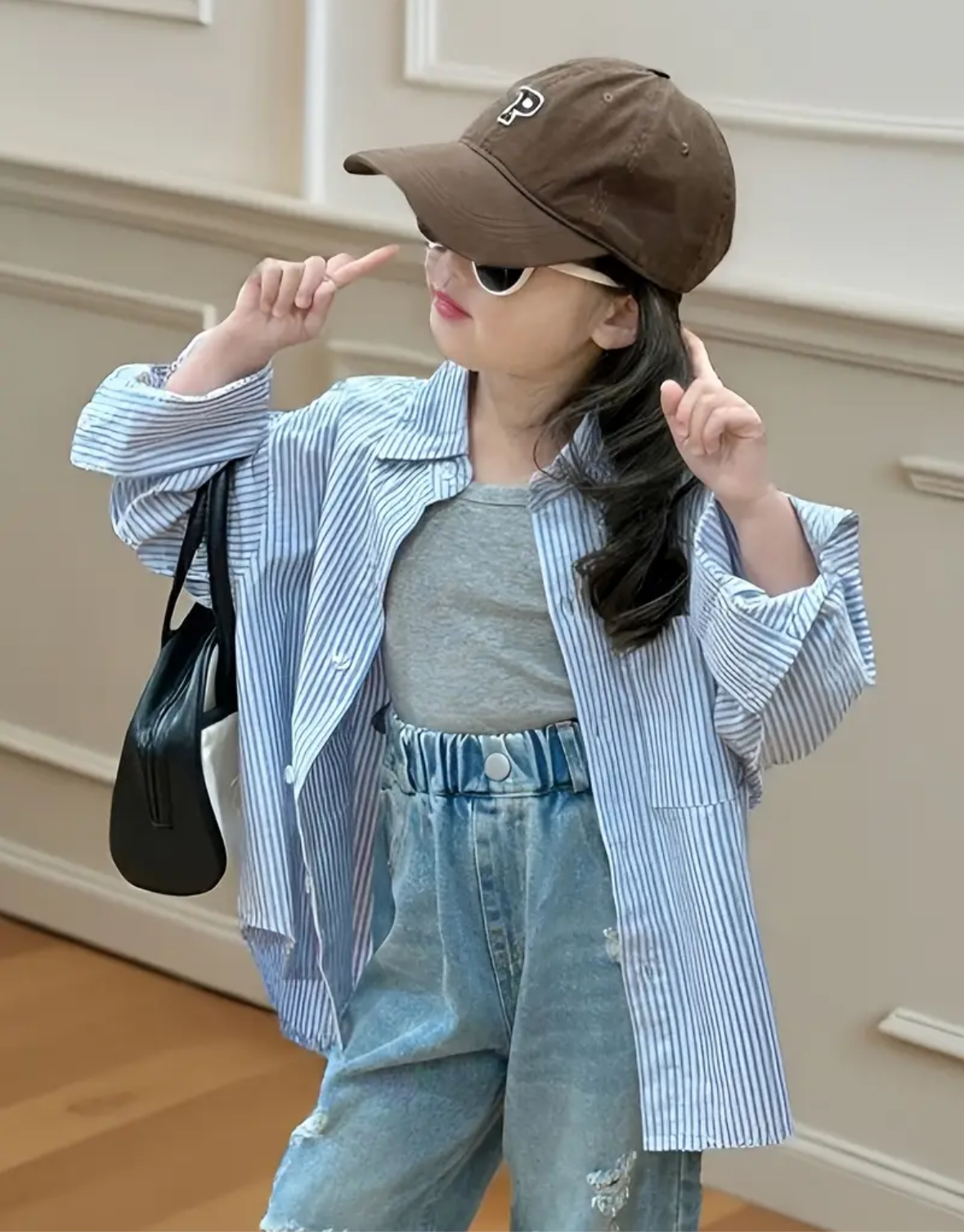 ストライプロゴシャツ