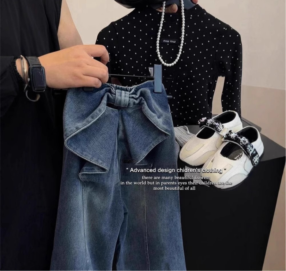 バックリボンデザイン デニムパンツ