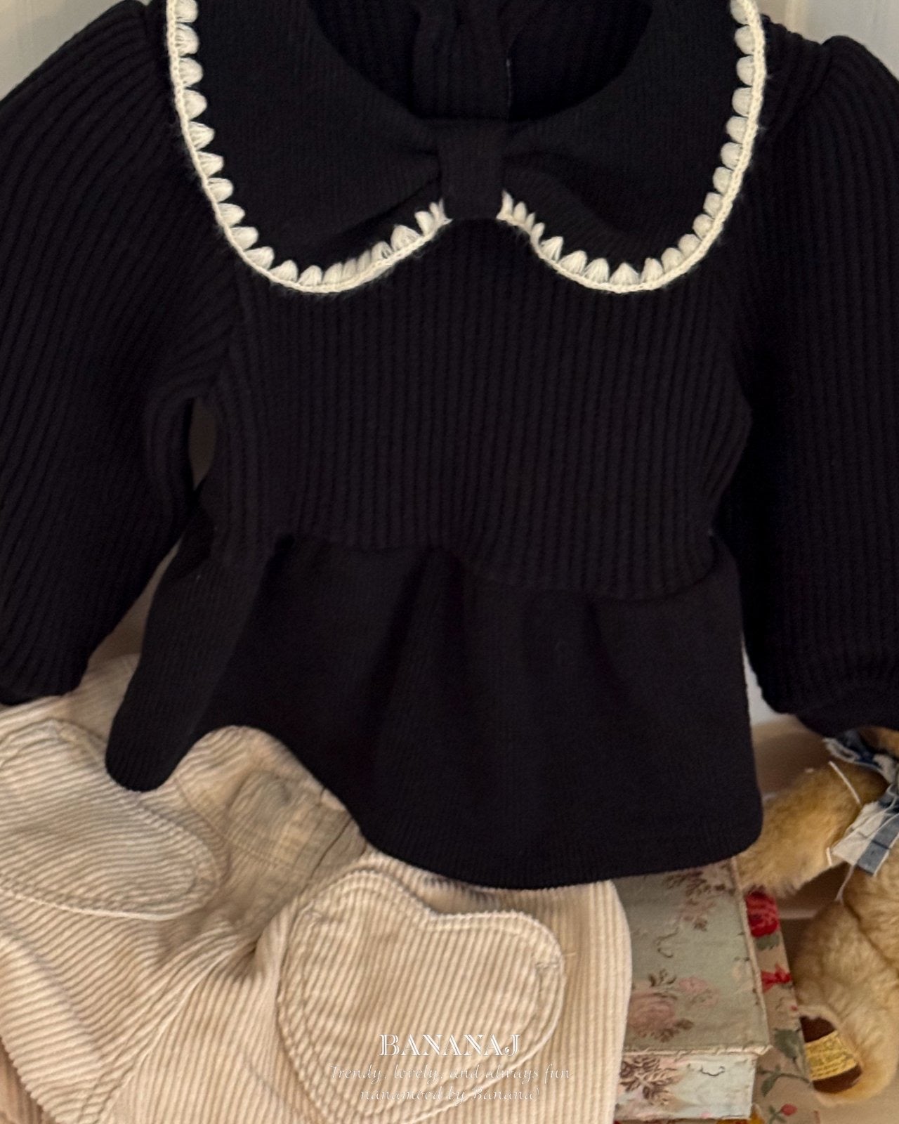 BANANAＪ/ ribbon waffle collar tee 25winter🕊️お取り寄せ