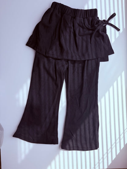 リボン付きスカートレイヤードパンツ