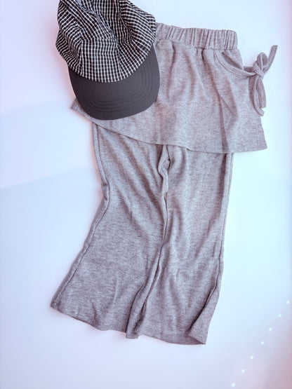 リボン付きスカートレイヤードパンツ