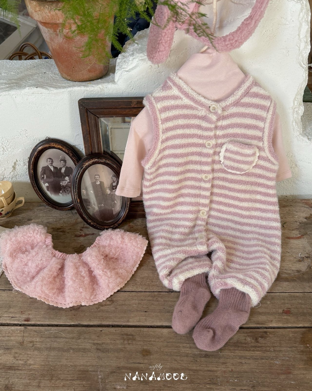 nanamood by BANANAJ / 2025winter / Stripe Lace Romper 🕊️取寄