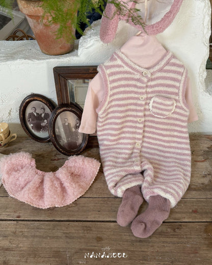 nanamood by BANANAJ / 2025winter / Stripe Lace Romper 🕊️取寄