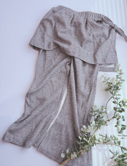 リボン付きスカートレイヤードパンツ