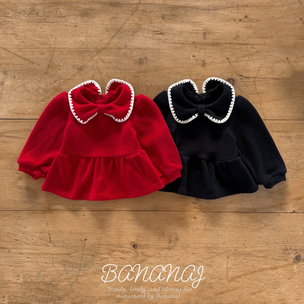 BANANAＪ/ ribbon waffle collar tee 25winter🕊️お取り寄せ