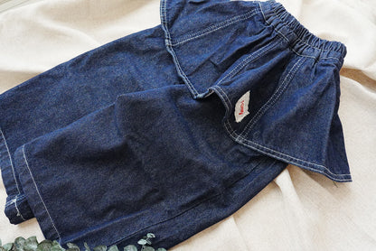 即納❄︎ Denim wide pants with peplum frills