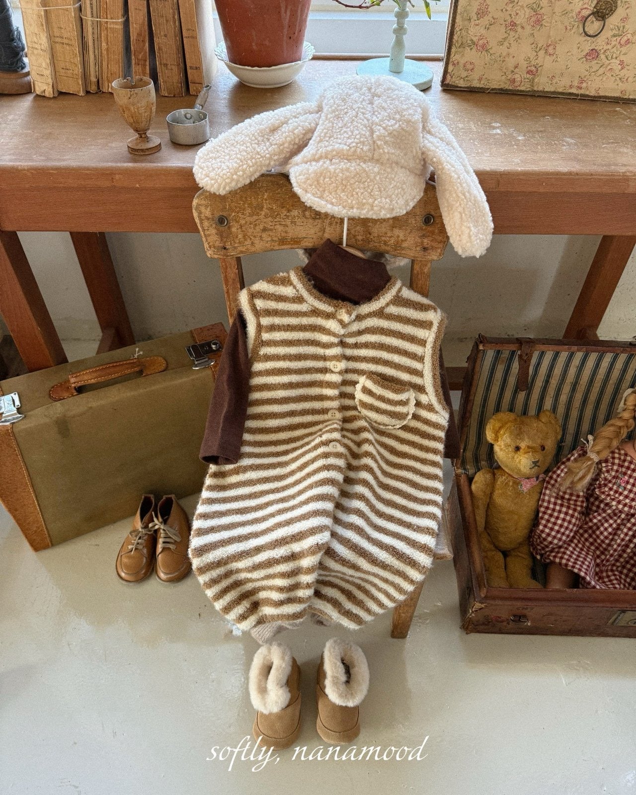 nanamood by BANANAJ / 2025winter / Stripe Lace Romper 🕊️取寄