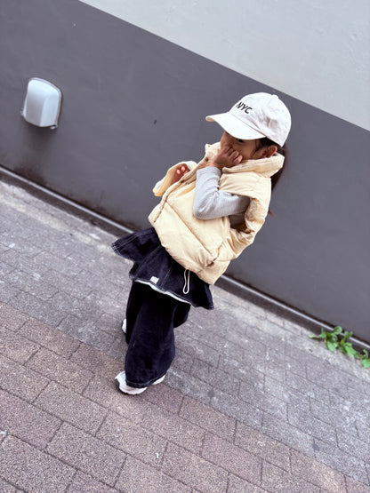 即納❄︎ Denim wide pants with peplum frills