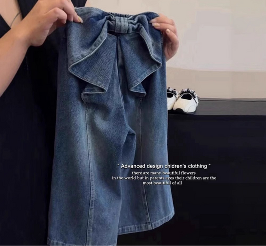 バックリボンデザイン デニムパンツ